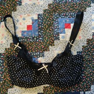 Parfait By Affinites Black Polka Dot Lace Bra